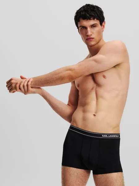 Pánske boxerky KARL LAGERFELD Stripe Logo Micro Trunk 3 páry black čierna