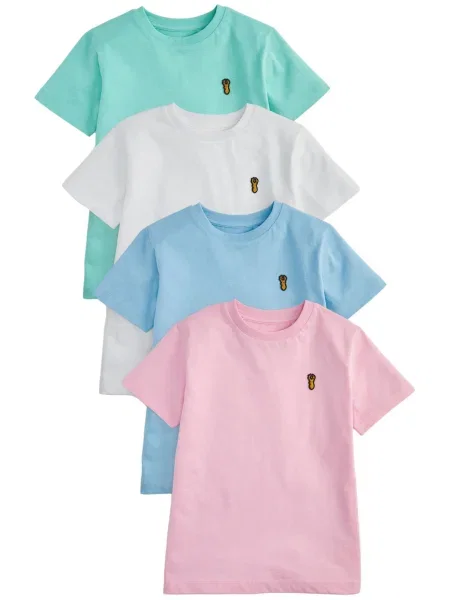Next Tricou azuriu / verde deschis / roz alb