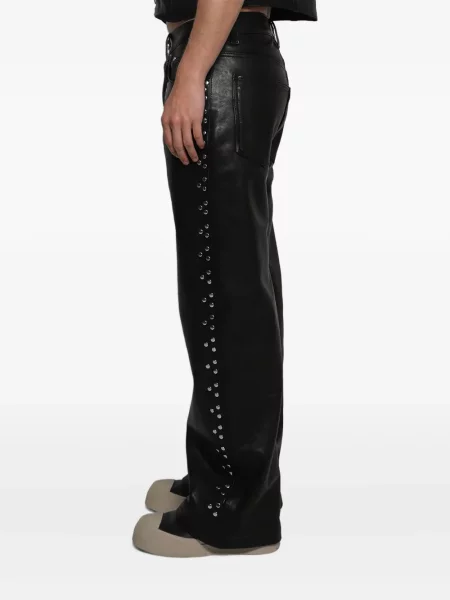 Pantaloni Earthling Vip din piele cu tepi negru