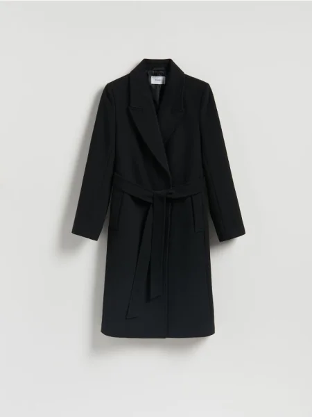 Reserved Palton cu cordon în talie negru