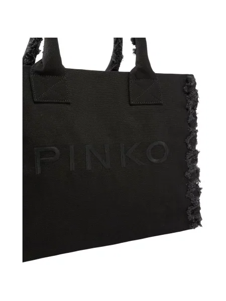 Geantă shopper Pinko din canvas negru