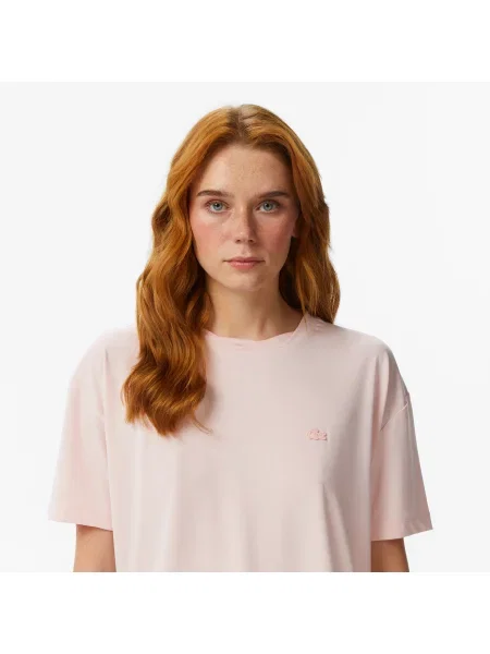 Lacoste T-Shirt Z Okrągłym Dekoltem Relaxed Fit jasnoróżowy