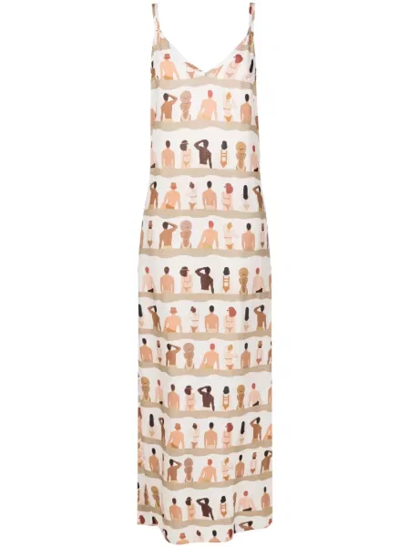 Rochie maxi Amir Slama cu imagine cu decolteu în V de costum