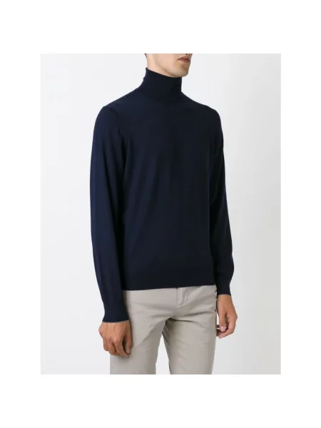 Sweter z golfem Brunello Cucinelli wełniany niebieski