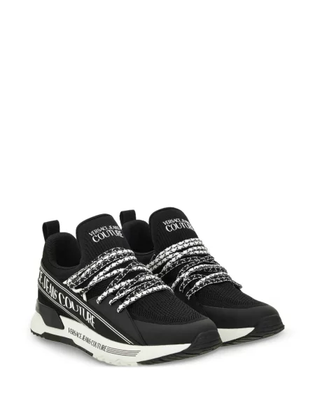 Sneakerși Versace Jeans Couture cu șireturi din dantelă cu autograf negru