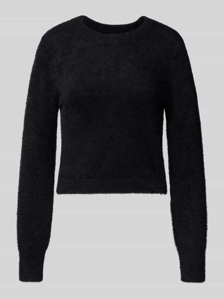Sweter z dzianiny o kroju regular fit z okrągłym dekoltem model ‘PETRA’ Only czarny