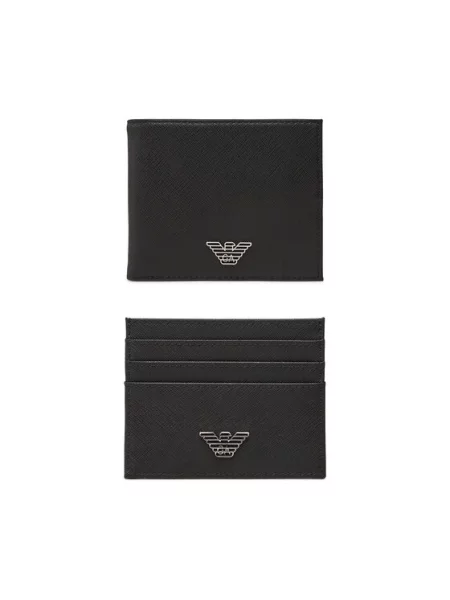 Emporio Armani Набір гаманець і чохол на картки чорний