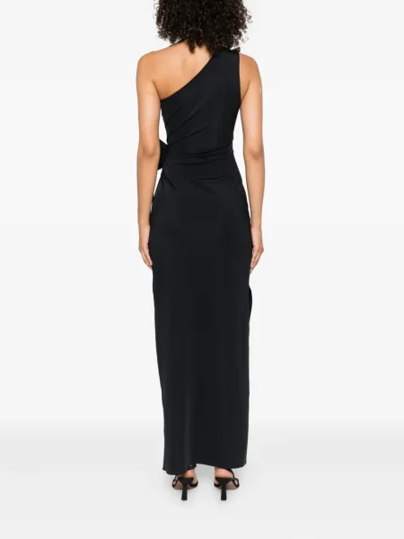Rochie maxi Coperni cu model floral cu un umăr gol de costum negru