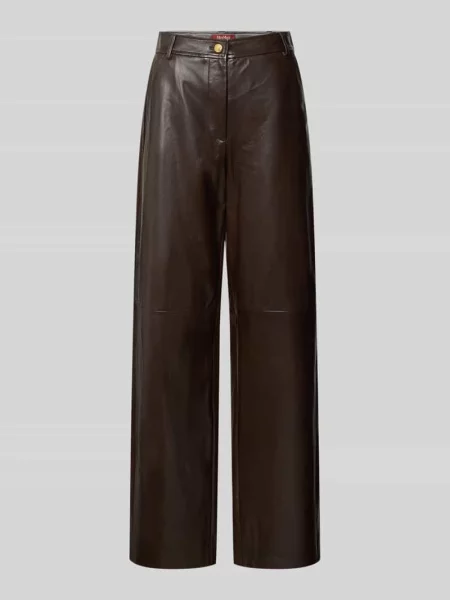 Spodnie ze skóry o kroju tapered fit z naturalnej skóry jagnięcej Max Mara Studio