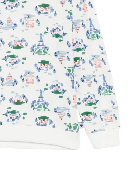 Pijamale Petit Bateau cu imagine alb