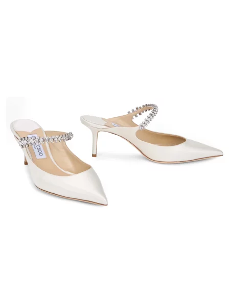 Klapki mules Jimmy Choo skórzane białe