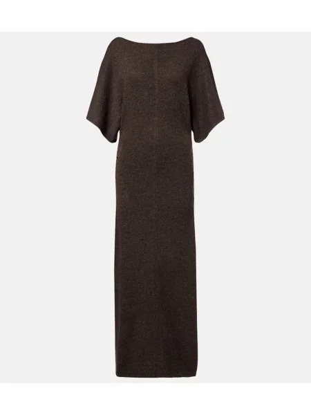 Rochie maxi Staud de lână de costum maro