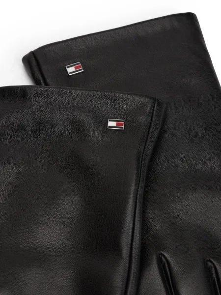 Kožené rukavice Tommy Hilfiger čierna