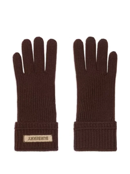 Vunene rukavice Burberry s autogramom smeđa