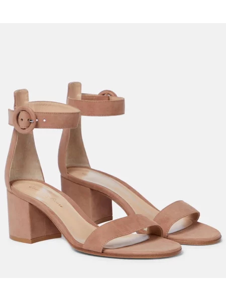 Кожени сандали Gianvito Rossi с отворена пета черно