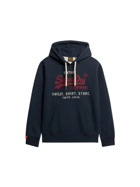 Bluza z kapturem Superdry retro z logo niebieska
