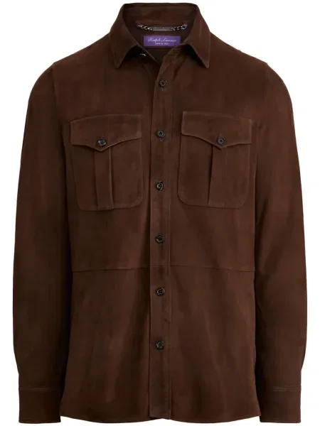 Geacă Ralph Lauren Purple Label din piele de căprioară violet