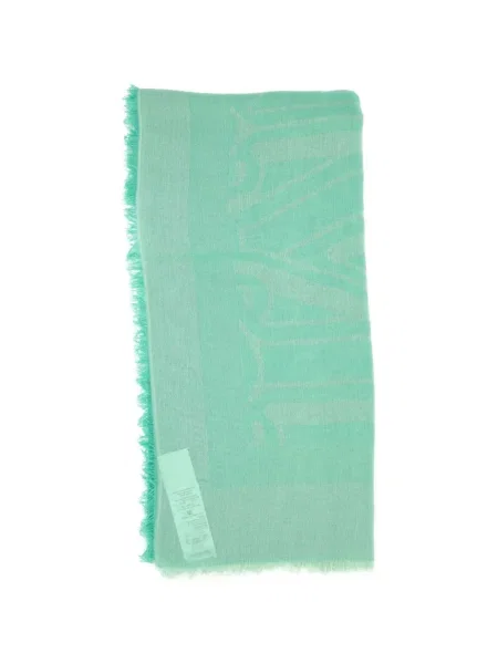 Fular Max Mara cu franjuri din jacard verde