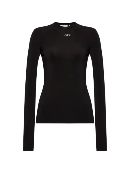 Lung top Off-white cu imagine alb