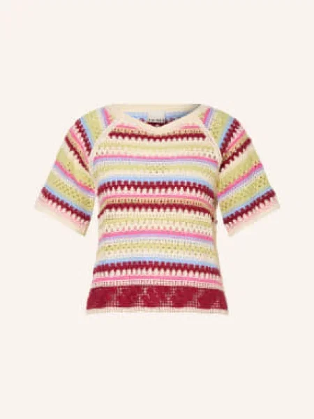 Ichi Koszulka Z Szydełkowym Wzorem Ihbandie beige beżowa