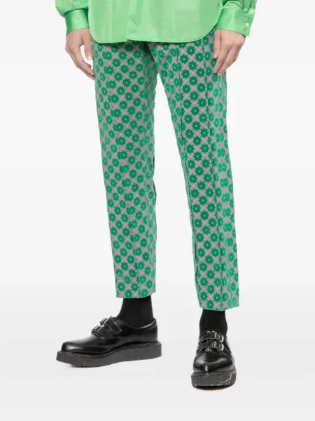 Květinové kalhoty Comme Des Garçons Homme Plus s potiskem zelené