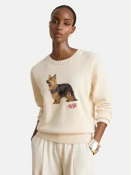 Lauren Ralph Lauren Pulover pijeska / smeđa / krvavo crvena / crna bež