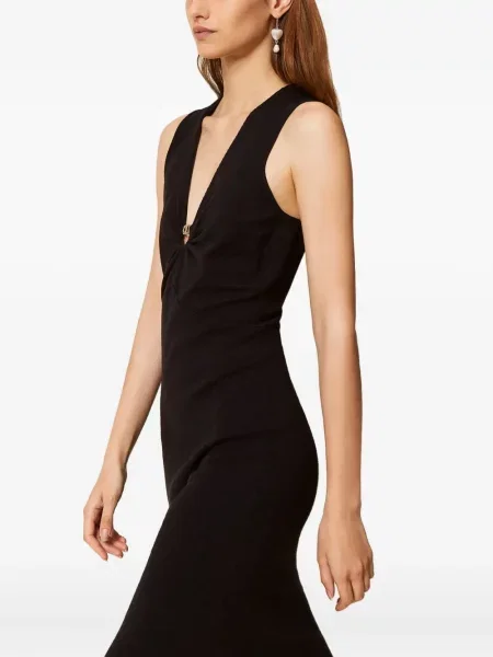 Kostiumas suknelė be rankovių Twinset be rankovių v formos iškirpte juoda