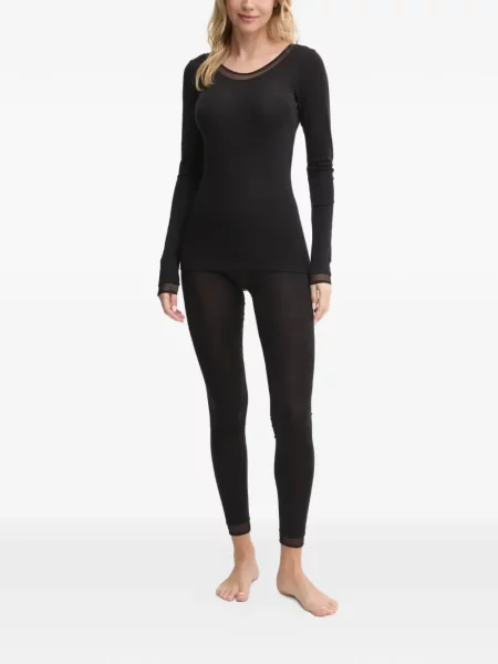 Lung tricou Chantelle plasă negru
