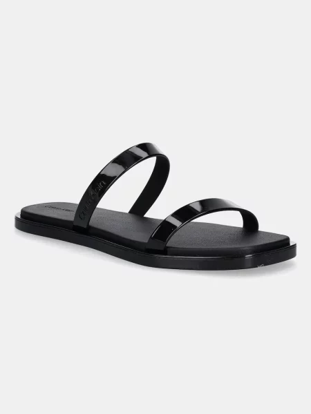 Klapki Calvin Klein Double Bar Slide Jelly black czarne
