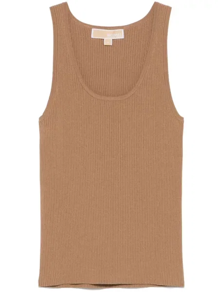 Top Michael Kors tricotate cu nervuri maro