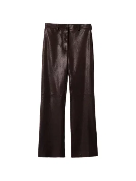Pantaloni Miu Miu din piele maro