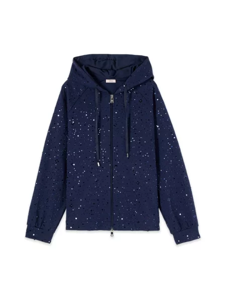 Bluza z kapturem Oltre z cekinami z kapturem niebieska