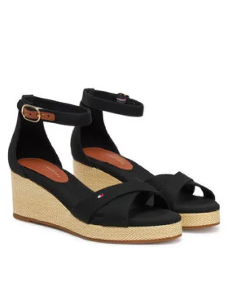 Tommy Hilfiger Espadrilky Flag Criss-Cros Mid Wedge Espad černá