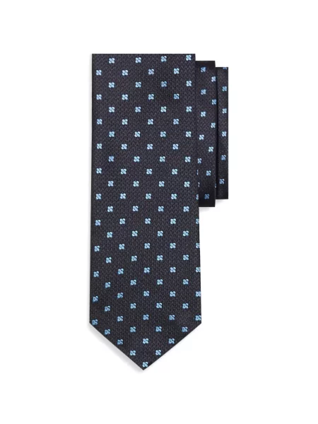 Hedvábná květinová kravata Brooks Brothers černá