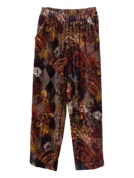 Spodnie Yavi w kwiatki z nadrukiem brązowe