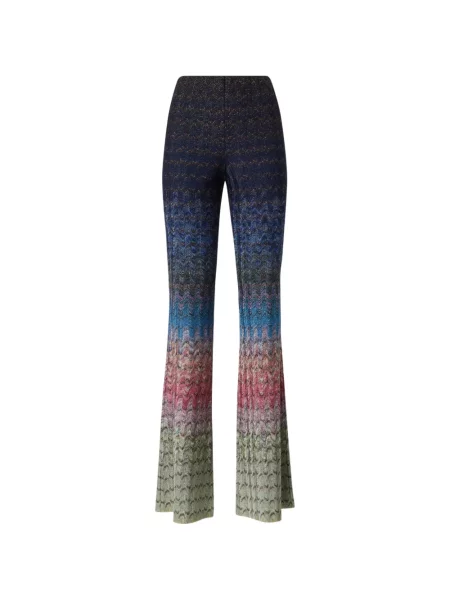 Pantaloni Missoni tricotate evazate albastru