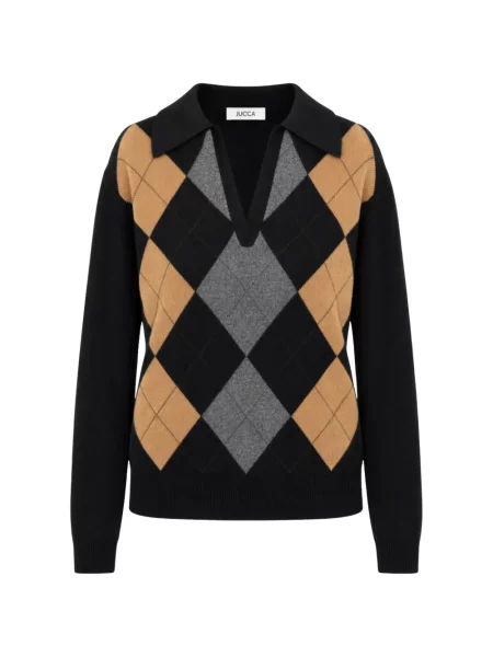 Gulerat pulover Jucca cu model argyle negru