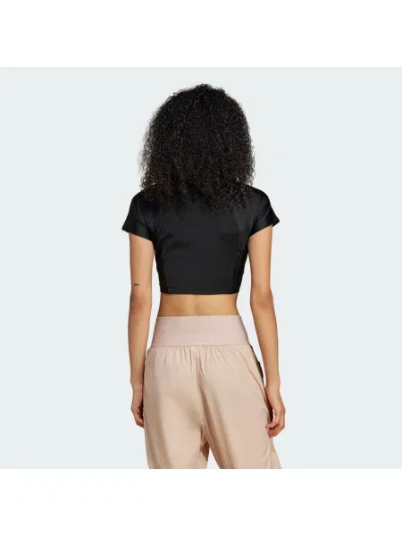 Adidas Originals t-shirt Zip Up Crop Top z półgolfem czarny