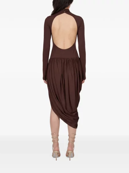 Rochie midi The Andamane drapată maro