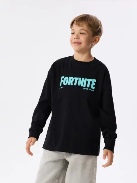 Reserved tričko s dlhým rukávom Fortnite čierna