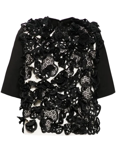 Bluză Biyan cu model floral din dantelă negru