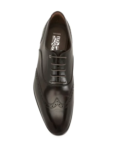 Oxford Ferragamo cu șireturi din dantelă maro