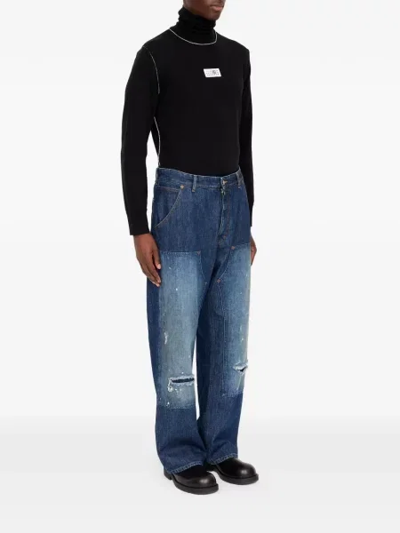 Blugi drepți Mm6 Maison Margiela albastru