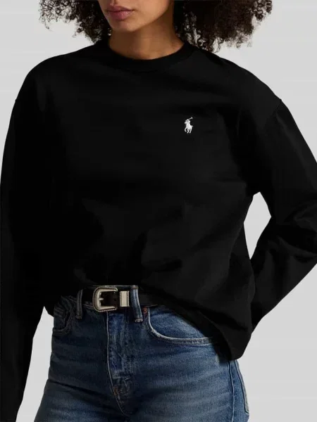 Bluzki z długim rękawem o kroju relaxed fit z czystej bawełny Polo Ralph Lauren czarna