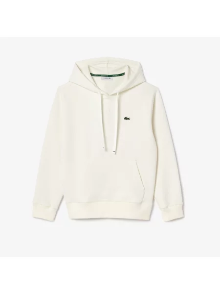 Lacoste Bluza Z Kapturem Pique Double Face O Luźnym Kroju biała
