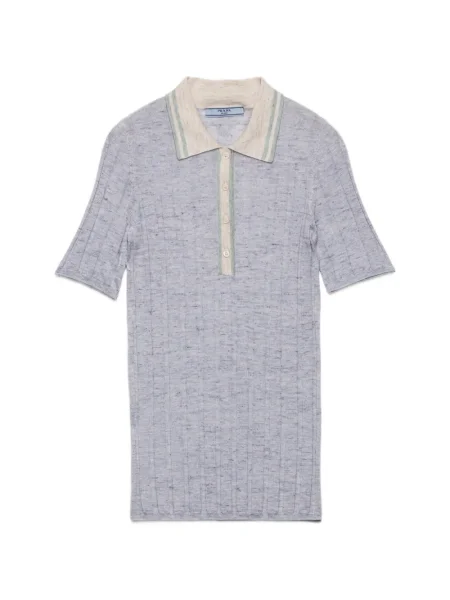 Lniany sweter Prada niebieski