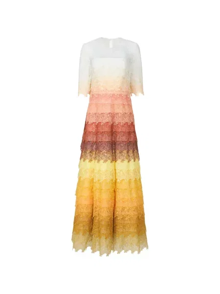 Rochie midi Costarellos din dantelă portocaliu