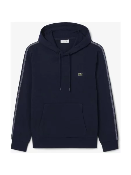 Bluza z kapturem Lacoste Logo Stripe Half Zip granatowa XS niebieska