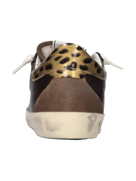 Sneakersy 4b12 skórzane brązowe