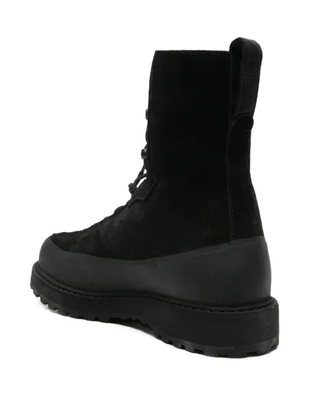 Botine Stone Island cu șireturi din piele de căprioară cu strasuri negru